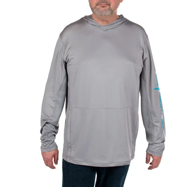 Habit Men's Hooded Performance Layer Long Sleeve Shirt -Sharkskin-S - Male, Adult