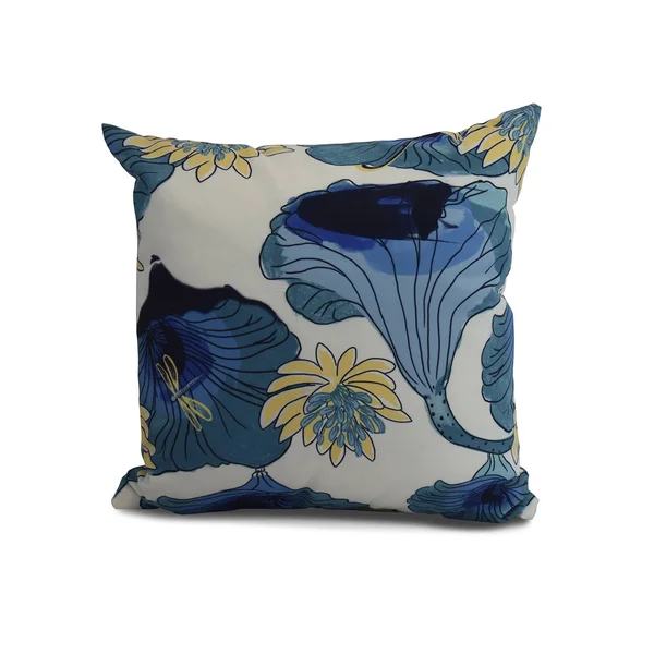 Contemporary Home Living 18” Teal Blue Floral Decorative Outdoor Throw Pillow with Hojaver Design
