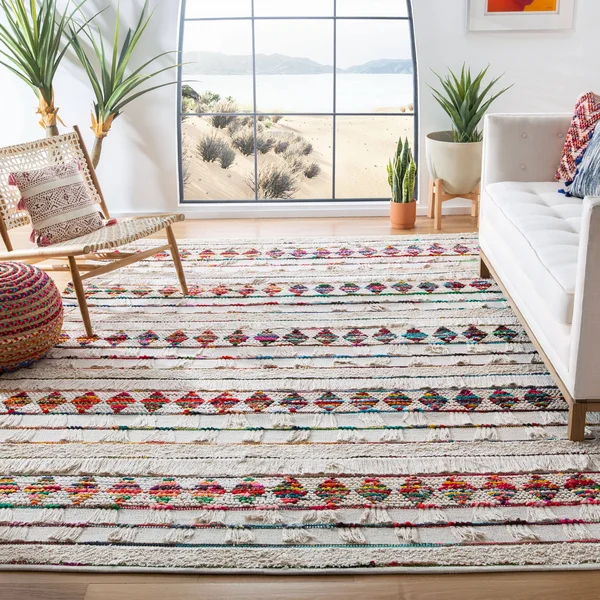 Safavieh Natura Rug Collection NAT657A - Ivory - Red - 6& x 9&
