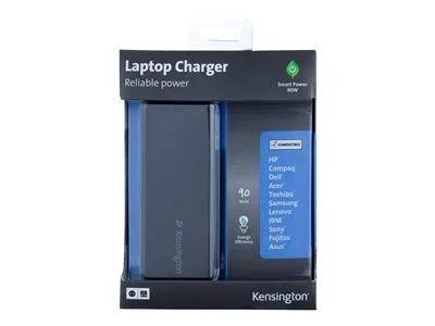Kensington Wall Laptop Power Adapter, Universal Smart Tips, Black