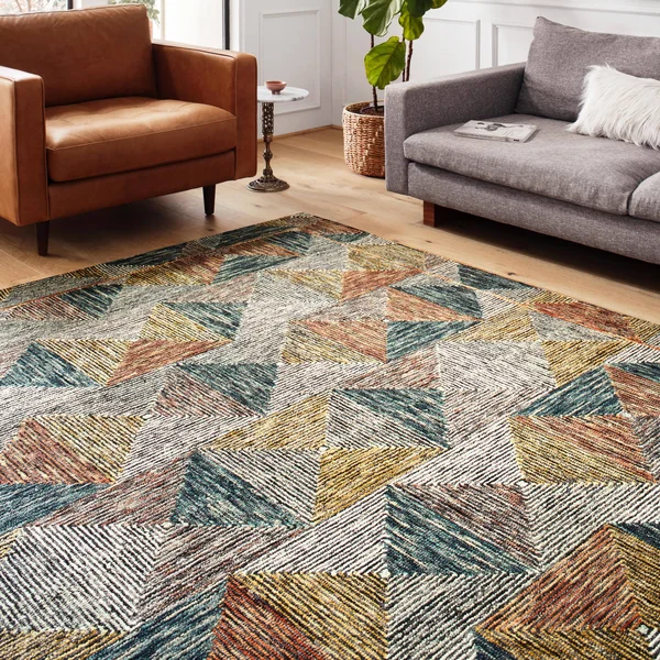 Alexander Home Kaleidoscope Geometric Hand-Hooked Wool Rug - 3&0x22 x 3&0x22 Round - Ivory, Multi