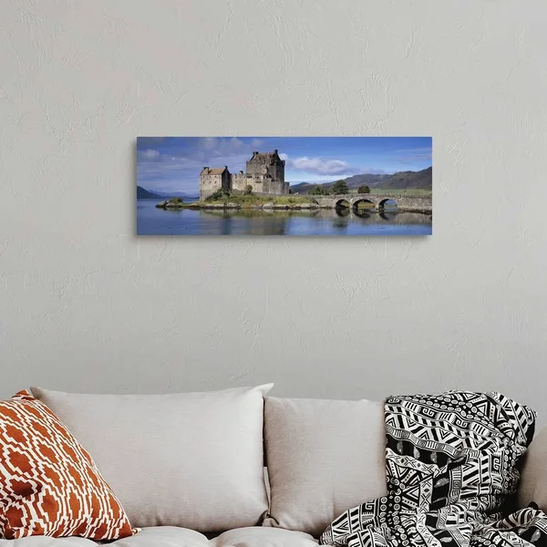 Castle on An Island Eilean Donan Loch Duich Dornie Highlands Region Scotland - Canvas Wall Art, 36x12, Great Big Canvas