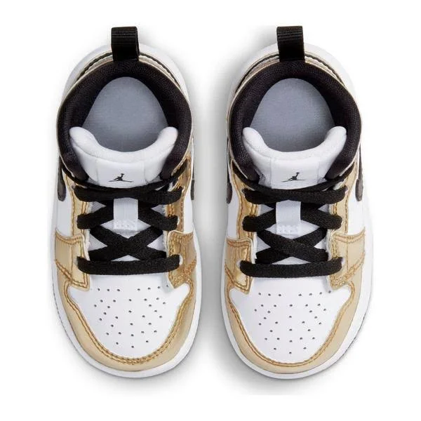 Jordan Boys AJ 1 Mid SE - Shoes Metallic Gold/Black/White Size 10.0