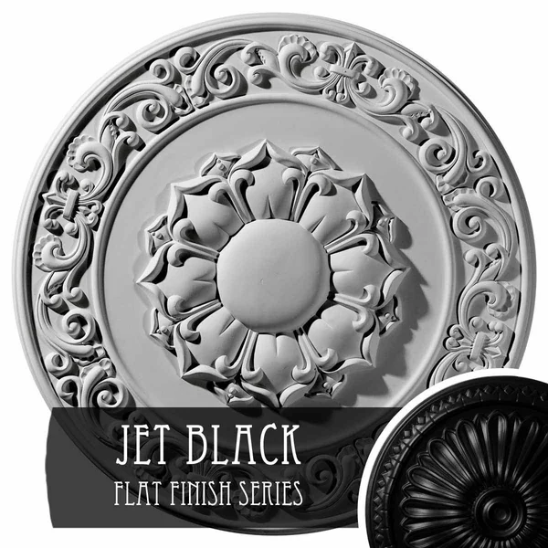 27 3/4x22OD x 2x22P Sydney Ceiling Medallion (Fits Canopies Up to 5 3/4x22), Hand-Painted Jet Black