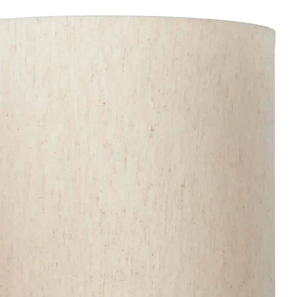 Benjara Cylindrical Seeded Glass Table Lamp with Fabric Drum Shade, Beige and Clear