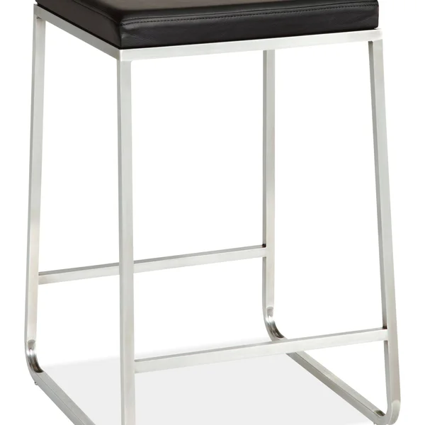 Room & Board - Modern Collins Counter Stool in Pistel Leather in Grey w/ Onyx Gloss Frame
