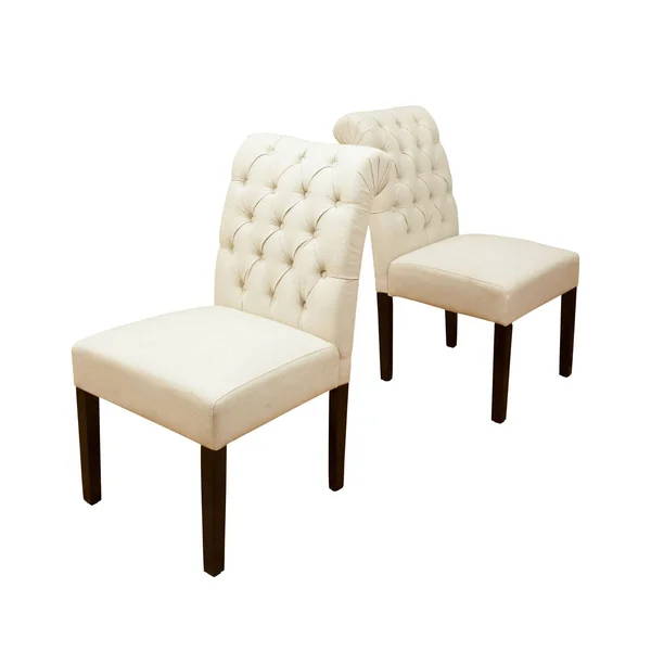 Set of 2 Ivory and Brown Contemporary Upholstered Dining Chairs 37.25x22