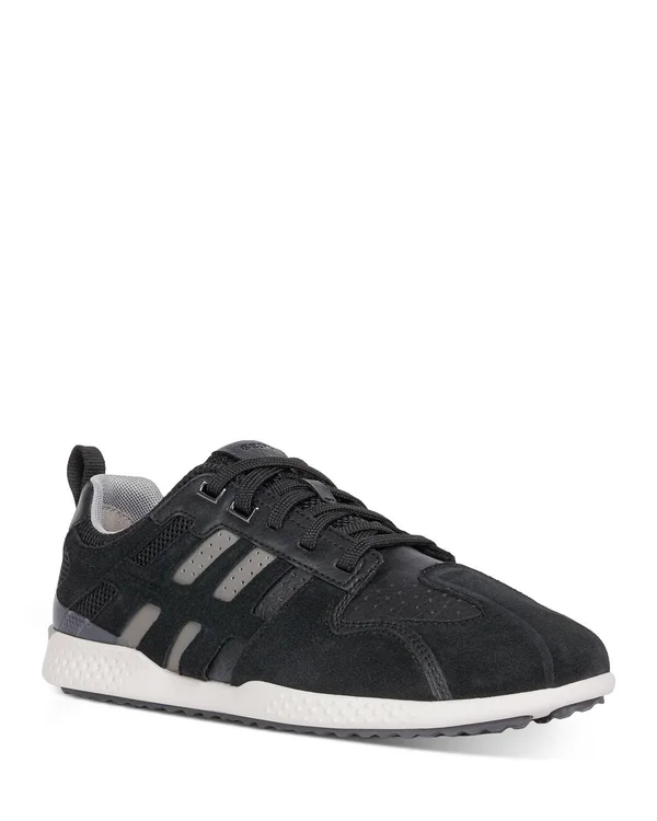 Geox Leather & Suede Sneaker - 41, Black