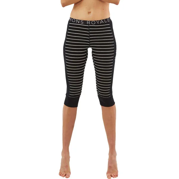 Mons Royale Women's Alagna 3/4 Leggings - Black Stripe - L
