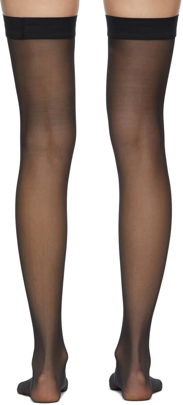 Wolford Individual 10 Stay-Up Sheer Thigh Highs Small - Black