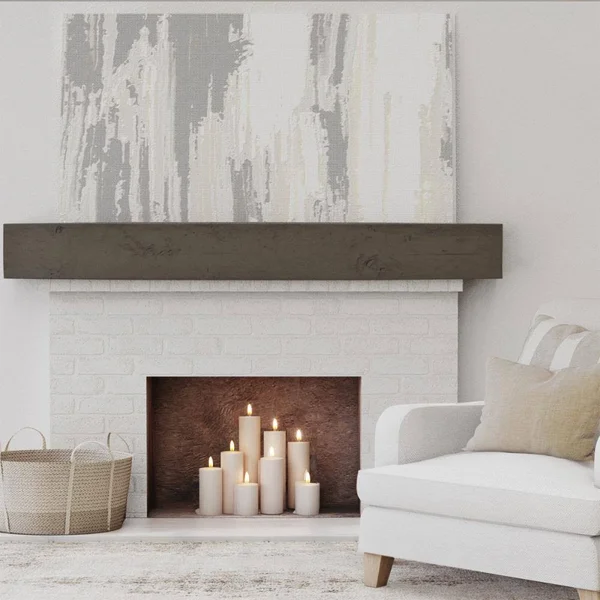 Ekena Millwork MANUKP04X04X72ZW 4x22H x 4x22D x 72x22W Knotty Pine Faux Wood Fireplace Mantel - Premium Walnut