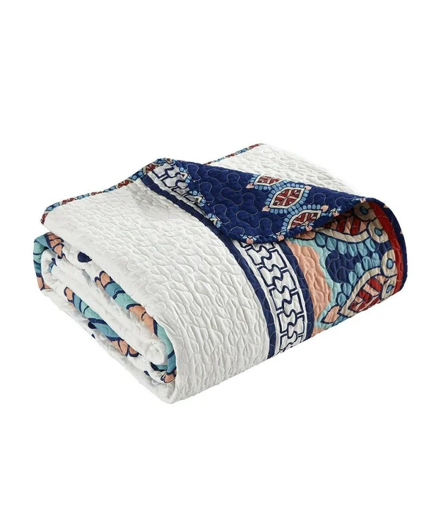 Chic Home Cypress 4 Piece Queen Quilt Set - Blue