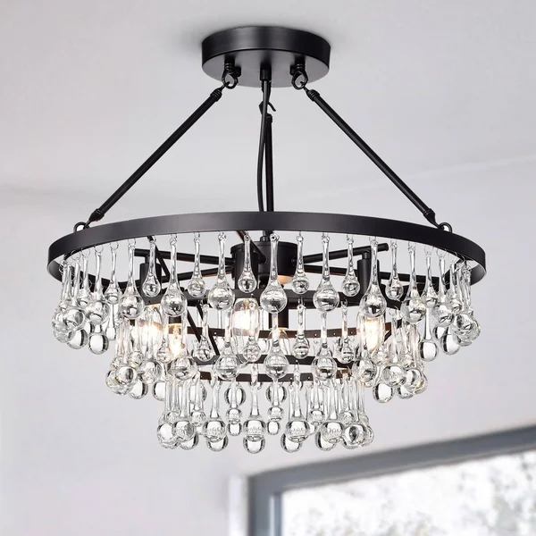 Kerstin Matte Black 6-Light Semi-Flushmount