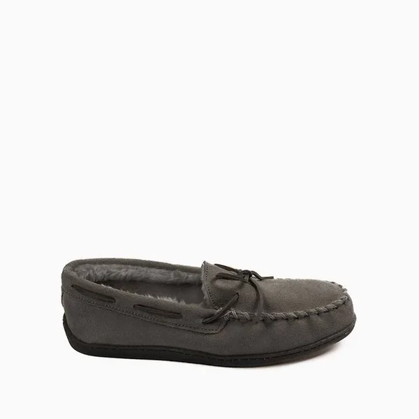 Minnetonka Pile Lined Hardsole Slipper - Gray - Loafers