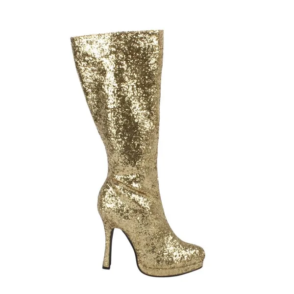 Ellie Shoes 421-ZARA, 4x22 Knee High Glitter Boots - Silver 12
