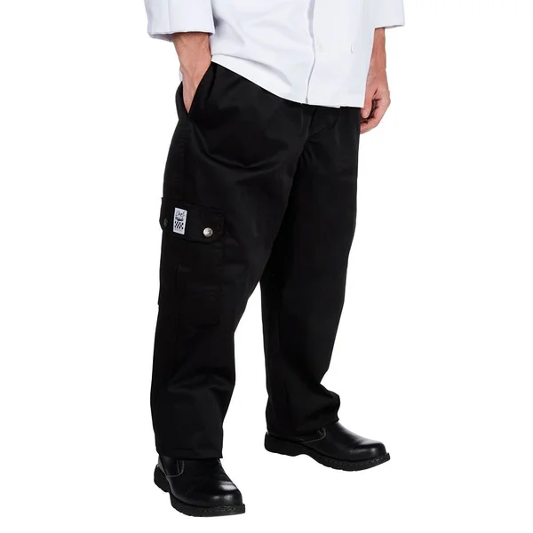 Chef Revival P024BK-4X Chef Pants, Cargo, Men, Black, 4X