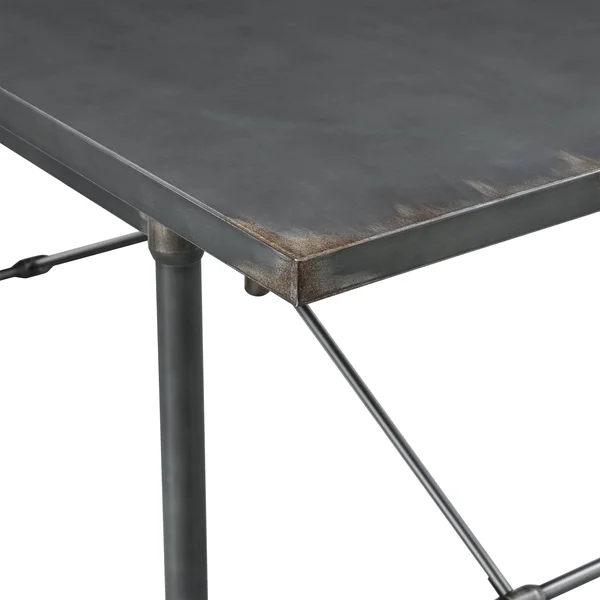 Delacora Hm-Ds-D066 60 inch Wide Metal Dining Table - Hand Distressed, Size: 60.0\, Gray