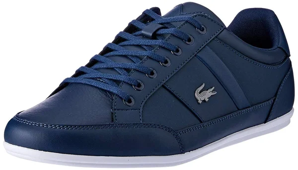 Lacoste Chaymon Bl 1 Navy White Leather Mens Trainers, 9 UK