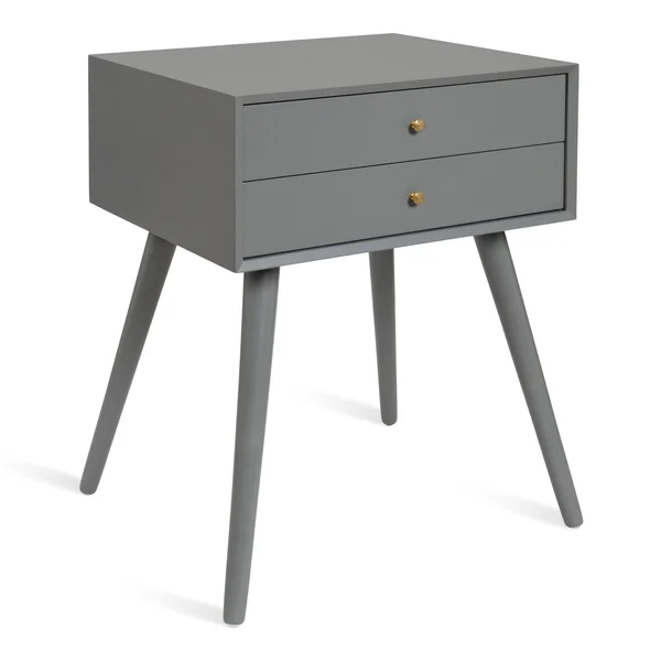 Kate and Laurel Finco Nightstand Side Table with 2 Drawers - Gray