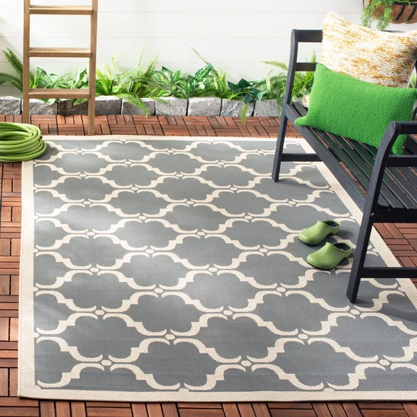 Safavieh Cy6009-232 Courtyard Beige - Brown Indoor, Outdoor Rug - 8& x 11&