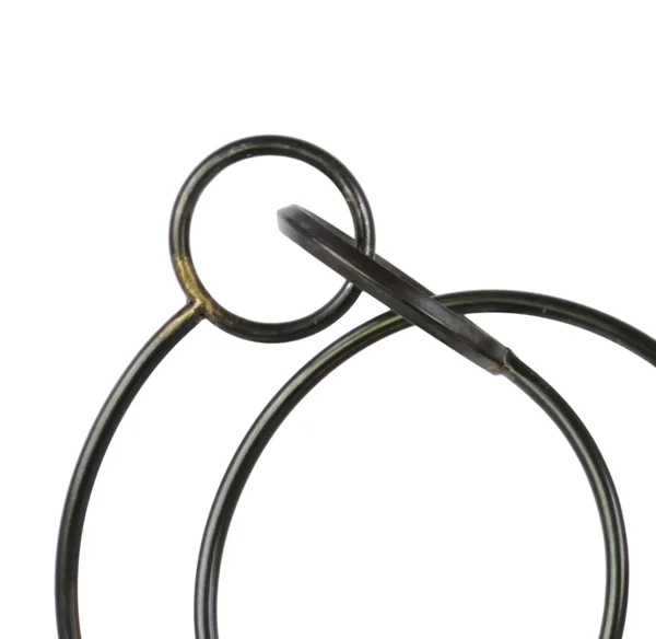 Metal Abstract Sculpture with Rectangular Base, Set of Two, Gray