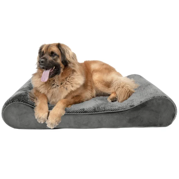 FurHaven Pet Bed - Minky Plush & Velvet Luxe Lounger Orthopedic Dog Bed (Jumbo Plus - Gray)
