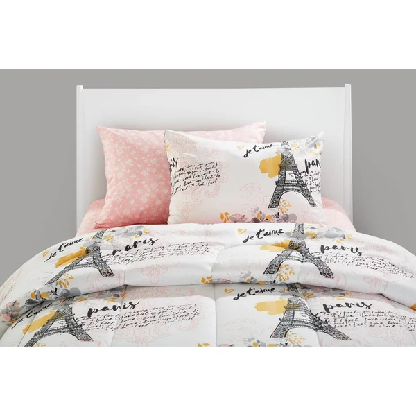 Your Zone Teen Paris Eiffel Tower Bed in A Bag Comforter Set, Size Queen