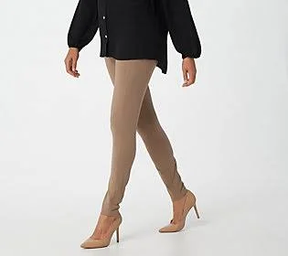 Susan Graver Regular Weekend Premium StretchLeggings, Size Medium, Mushroom
