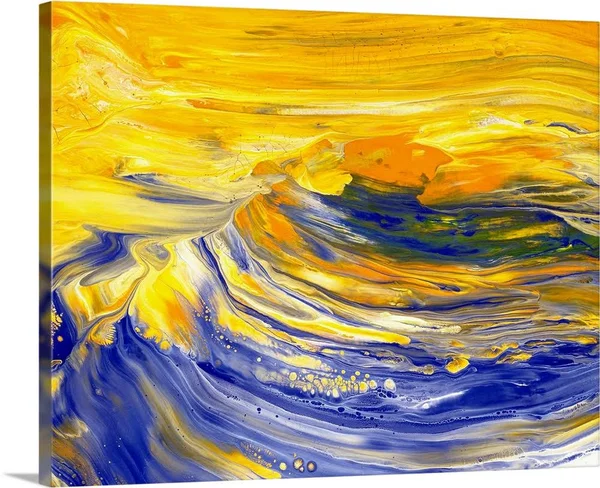 Oil Painting in Yellow and Blue Colors - Front View, Canvas Wall Art, 45x36, Great Big Canvas