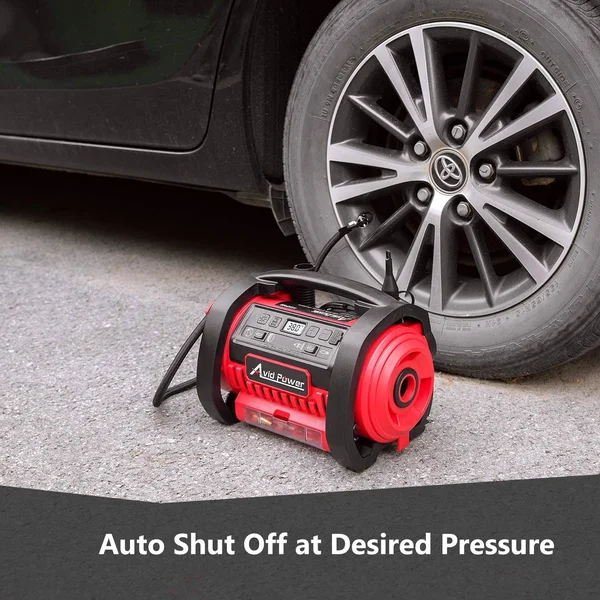Avid Power Tire Inflator Air Compressor, 12V DC, 110V AC Dual Power Tire Pump