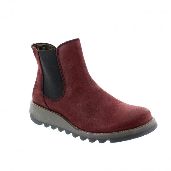 Fly London Salv 143195-031 Burgundy Suede 42 EU Womens Ankle Boots