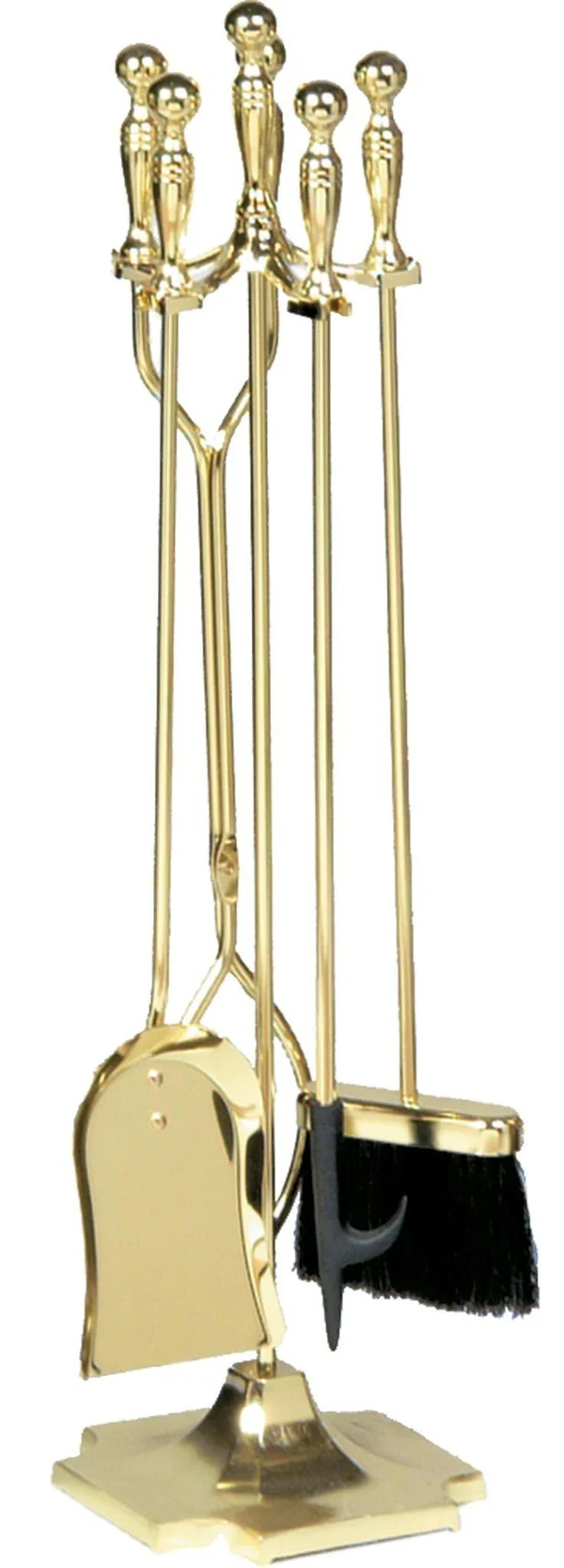 Uniflame 5 Piece Polished Brass Fireset