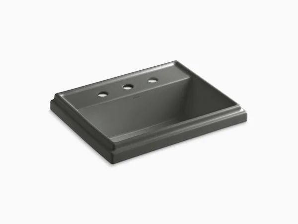 Kohler 2991-8-58 Tresham Rectangular Drop-In Bathroom Sink with 8x22 Widespread Faucet Holes - Thunder Grey