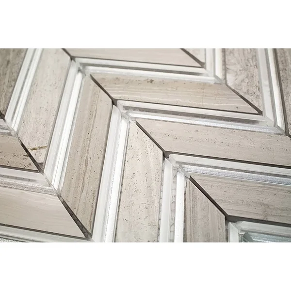 Sample - Royal Herringbone Marble Mosaic Tile