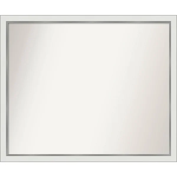 Choose Your Custom size - 34-in SIDE, Eva White Silver Narrow Framed Wall Mirror - 41 x 34-Inch