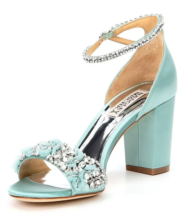 Badgley Mischka Finesse Satin Block Heel Dress Sandals - 9M