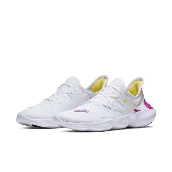 Nike Free RN 5.0 Performance Running Shoes - White/Laser Fuchsia/Summit White