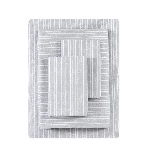 Ed Ellen DeGeneres Linen Texture Stripe Percale Queen Sheet Set - Gray
