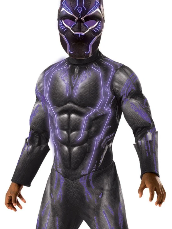 Rubies Costume Boy's Black Panther Deluxe Small Boys Light Up Costume, Black/Purple Rush, M