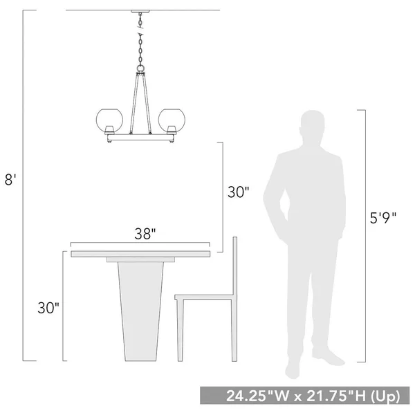 Golden Lighting-4855-3 RBZ-SD-Galveston - 3 Light Chandelier Rubbed
