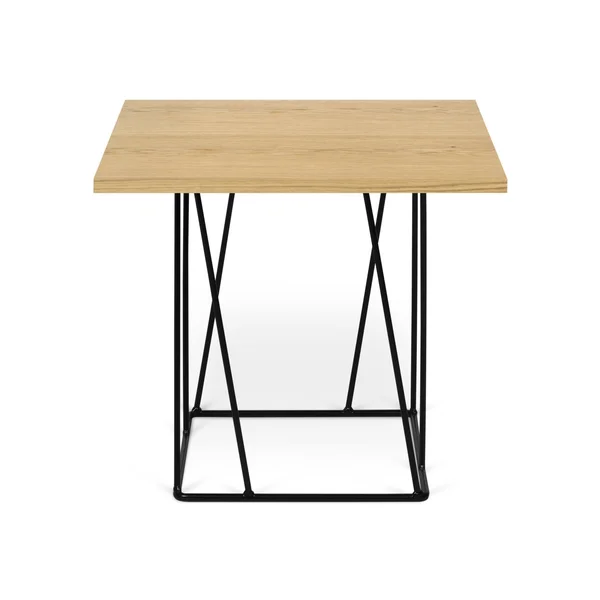 Temahome Helix 20x20 Side Table, Oak, Black Lacquered Steel