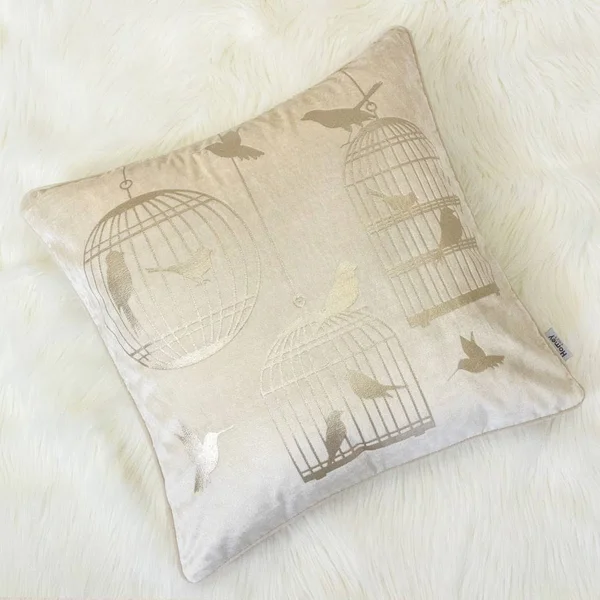Homey Cozy Foil Print Bird Throw Pillow Cover & Insert - Purple