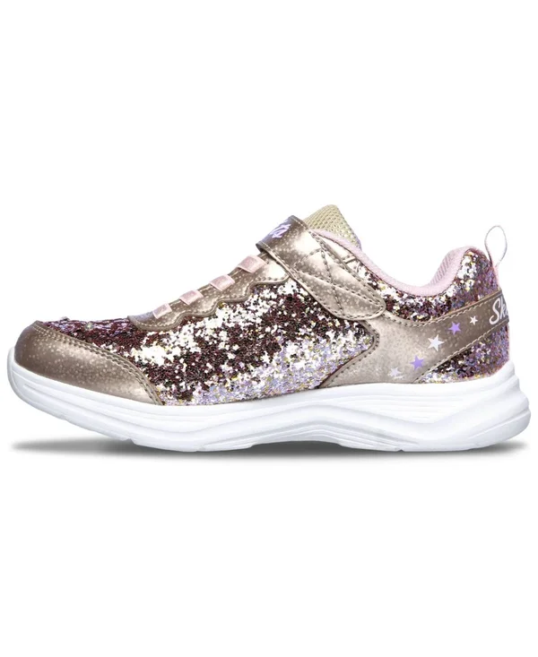 Skechers Girls& S Lights Glimmer Kicks Glitter N& Glow Sneaker - Gold/Pink