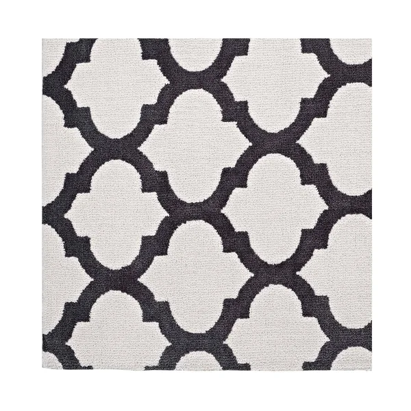 Modway Lida Moroccan Trellis 5x8 Area Rug - Ivory and Charcoal
