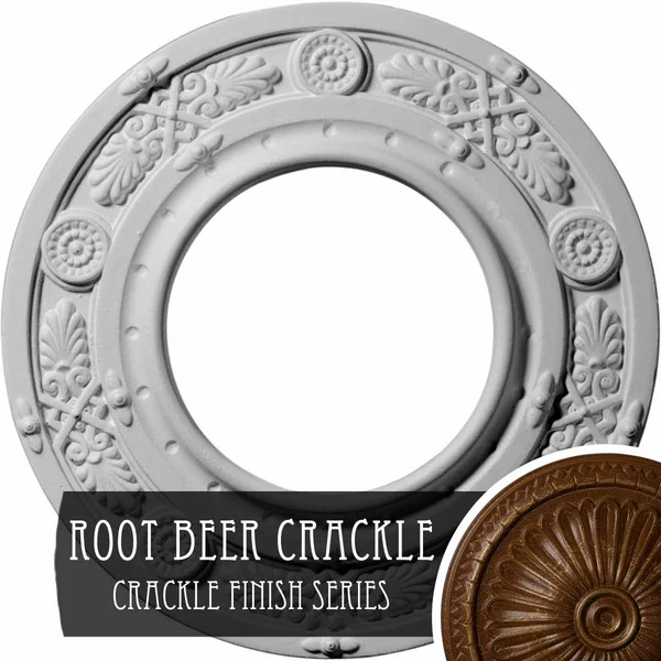 8x22OD x 3 7/8x22ID x 1/2x22P Daniela Ceiling Medallion (Fits Canopies Up to 3 7/8x22), Hand-Painted Root Beer Crackle
