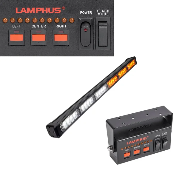 LAMPHUS SolarBlast Sbls64 29 inch 24W LED Traffic Advisor Light Bar - Amber White, Yellow