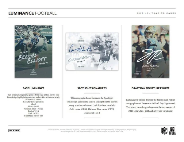 2018 Panini Luminance Football Hobby Box - (4) Packs
