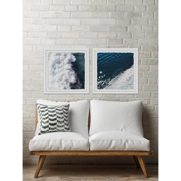 Marmont Hill MH-INGBED-1413-WFPFL-64 32x22 x 64x22 - Two Panel Framed Giclee Waves P Blue