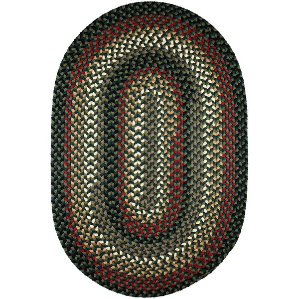 Rhody Rug Country Medley Spruce Green Multi 3 ft. x 5 ft. Oval Indoor/Outdoor Braided Area Rug