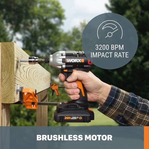 Worx Wx261l.9 20V Cordless Brushless (3) Speed Impact Driver- Tool Only